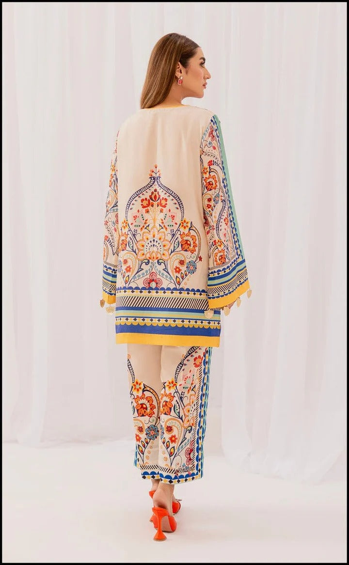 Stitched 2‑Piece Printed Shirt & Trouser – Sunshine Paisley Harmony