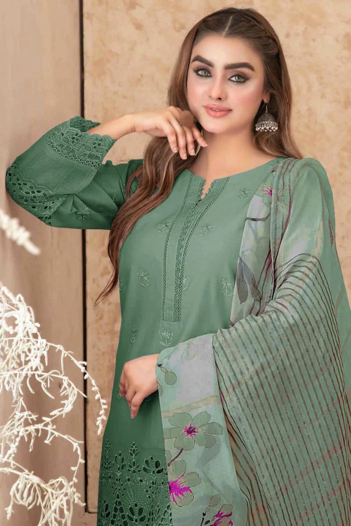 Summer Grace & Unstitched 3-Piece Chikankari Lawn Suit with Printed Dupatta
