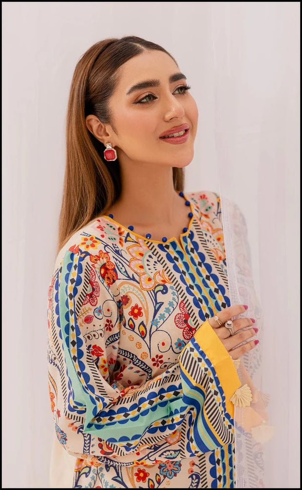 Stitched 2‑Piece Printed Shirt & Trouser – Sunshine Paisley Harmony