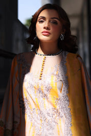Charizma Embroidered 3Pc Suit with Yellow & Grey Digital Print Shirt, Embroidered Dupatta & Trouser