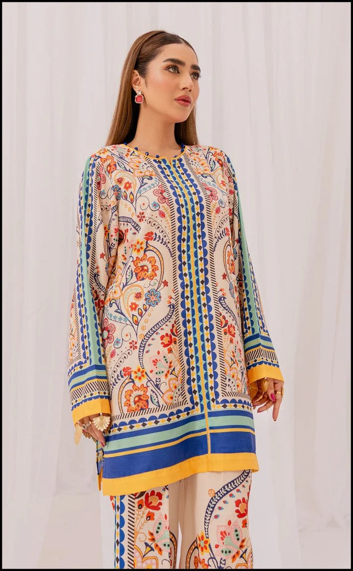 Stitched 2‑Piece Printed Shirt & Trouser – Sunshine Paisley Harmony