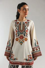 Elegant Ivory Embroidered Tunic & Maroon Flared Farshi Shalwar with 2PC Ethnic Co-Ord Set