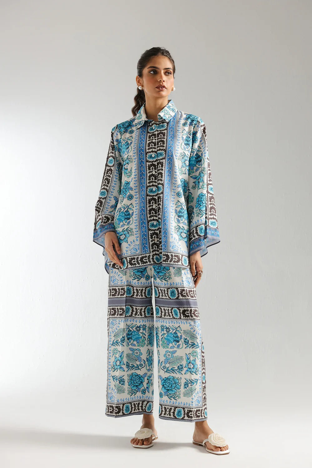 Stitched 2-Piece Lawn Suit in Sky Blue with Exotic & Floral Digital Print