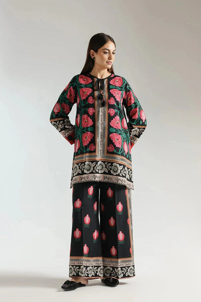 Stitched 2‑Piece Printed Shirt & Trouser – Pomegranate Bloom Chic