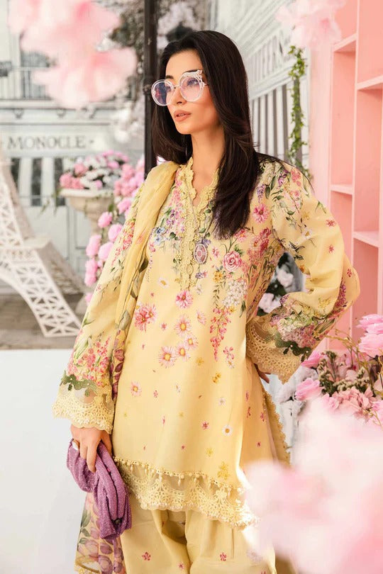 Sunlit Charm – 3 Piece Yellow Lawn Suit with Embroidered Patti & Chiffon Dupatta