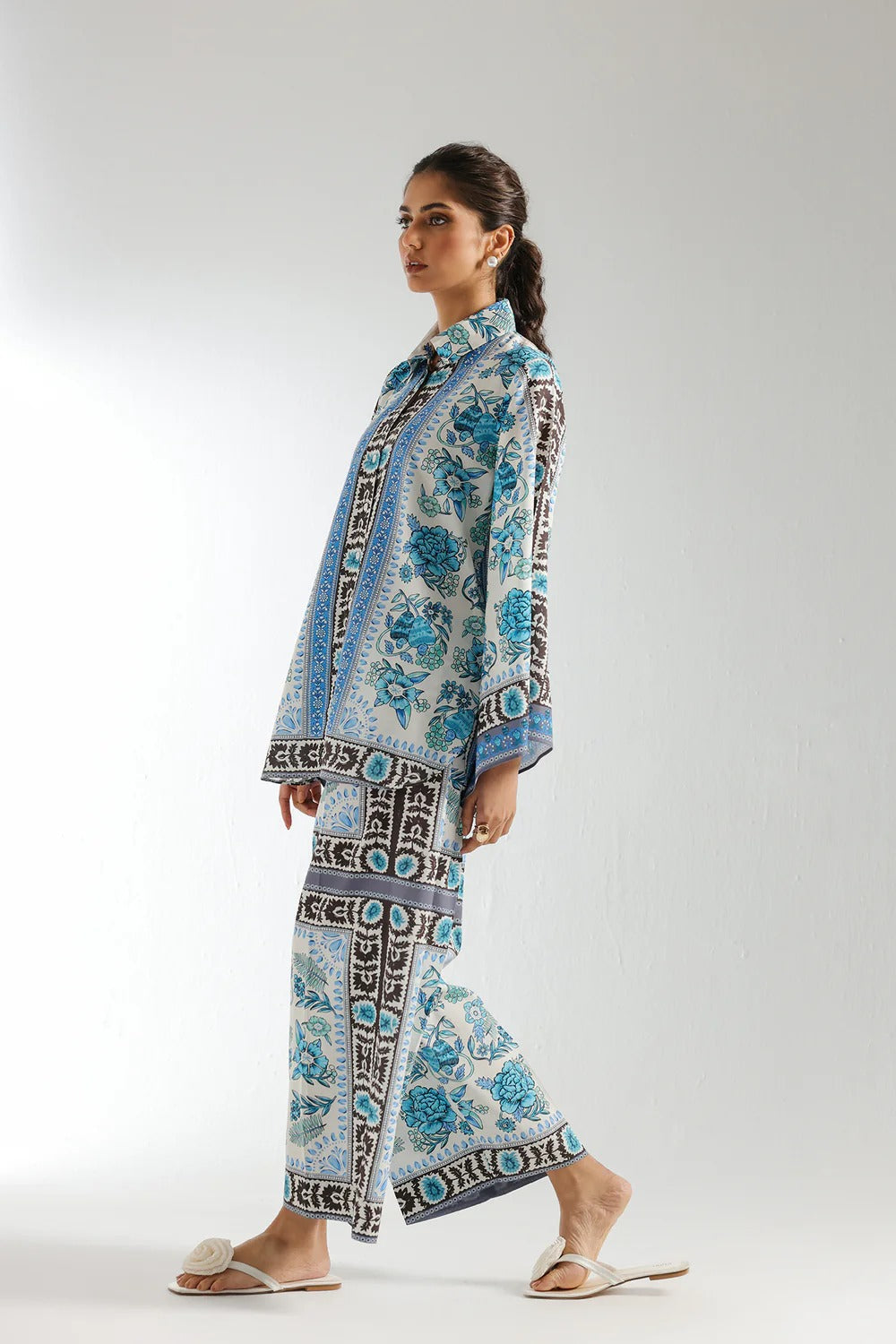 Stitched 2-Piece Lawn Suit in Sky Blue with Exotic & Floral Digital Print