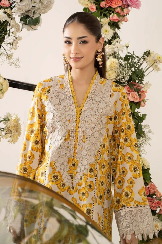 Sunlit Bloom by Maria.B & Printed Lawn Suit with 3D Embroidered Neckline