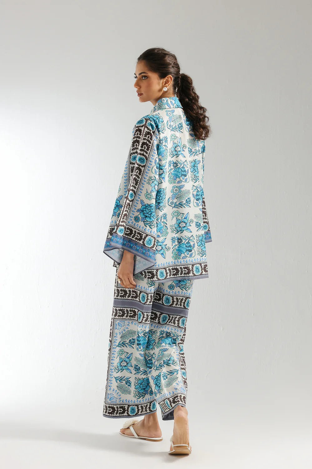 Stitched 2-Piece Lawn Suit in Sky Blue with Exotic & Floral Digital Print