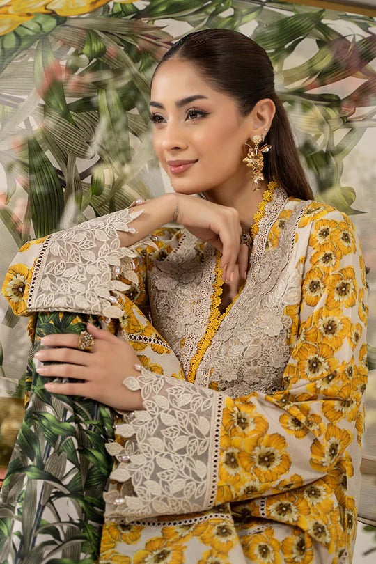 Sunlit Bloom by Maria.B & Printed Lawn Suit with 3D Embroidered Neckline