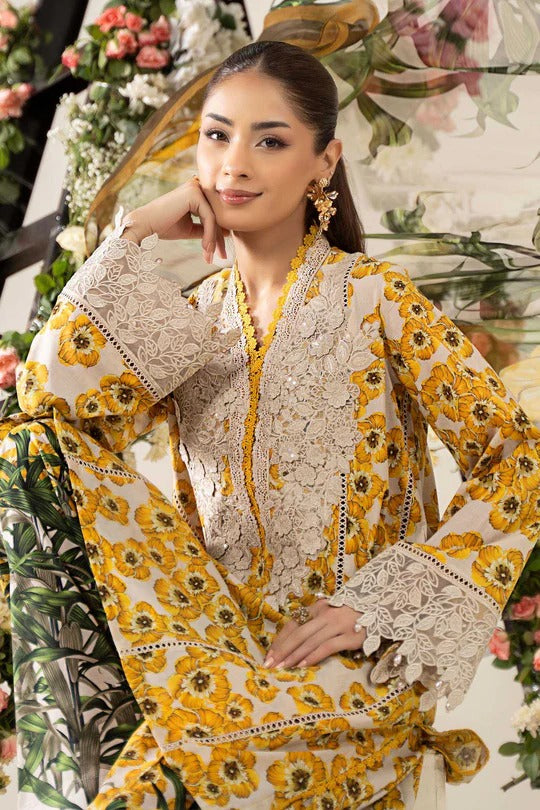 Sunlit Bloom by Maria.B & Printed Lawn Suit with 3D Embroidered Neckline