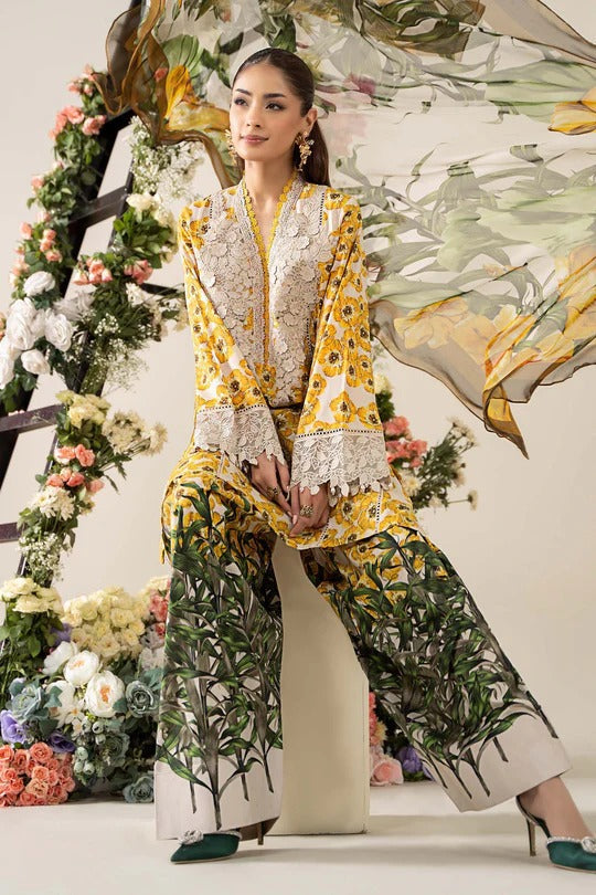 Sunlit Bloom by Maria.B & Printed Lawn Suit with 3D Embroidered Neckline