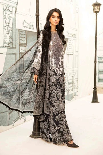 Timeless Maria.B Unstitched 3PC Embroidered Lawn Suit with Organza Dupatta