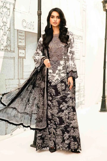 Timeless Maria.B Unstitched 3PC Embroidered Lawn Suit with Organza Dupatta