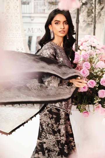 Timeless Maria.B Unstitched 3PC Embroidered Lawn Suit with Organza Dupatta