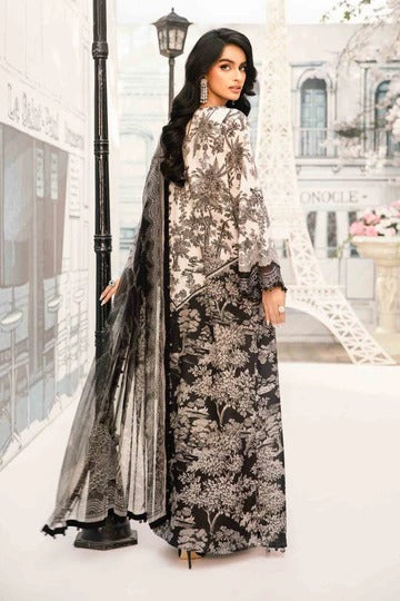 Timeless Maria.B Unstitched 3PC Embroidered Lawn Suit with Organza Dupatta