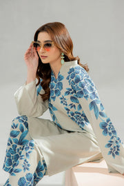 Stitched 2‑Piece Printed Shirt & Trouser – Mint Blossom Elegance