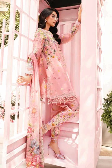 Maria.B Summer 2025 Lawn with 3 Piece Rosy Pink Unstitched Embroidered Ensemble