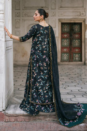 Znik Black Linen Embroidered 3Pc Suit with Digital Printed Shirt, Trouser & Dupatta