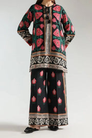 Stitched 2‑Piece Printed Shirt & Trouser – Pomegranate Bloom Chic