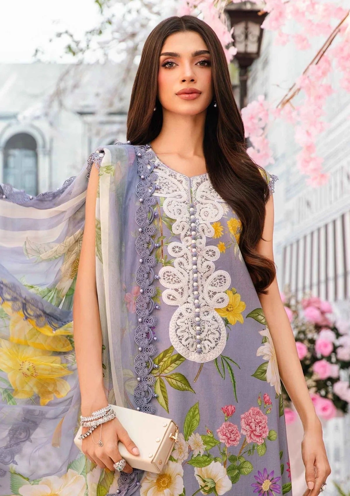 Elegant Spring Lilac with Maria.B 3 Piece Unstitched Embroidered Lawn Suit