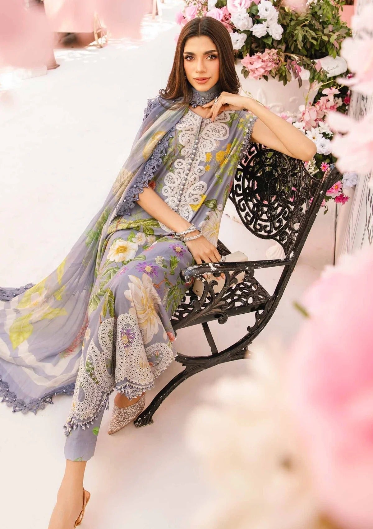 Elegant Spring Lilac with Maria.B 3 Piece Unstitched Embroidered Lawn Suit