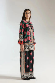 Stitched 2‑Piece Printed Shirt & Trouser – Pomegranate Bloom Chic