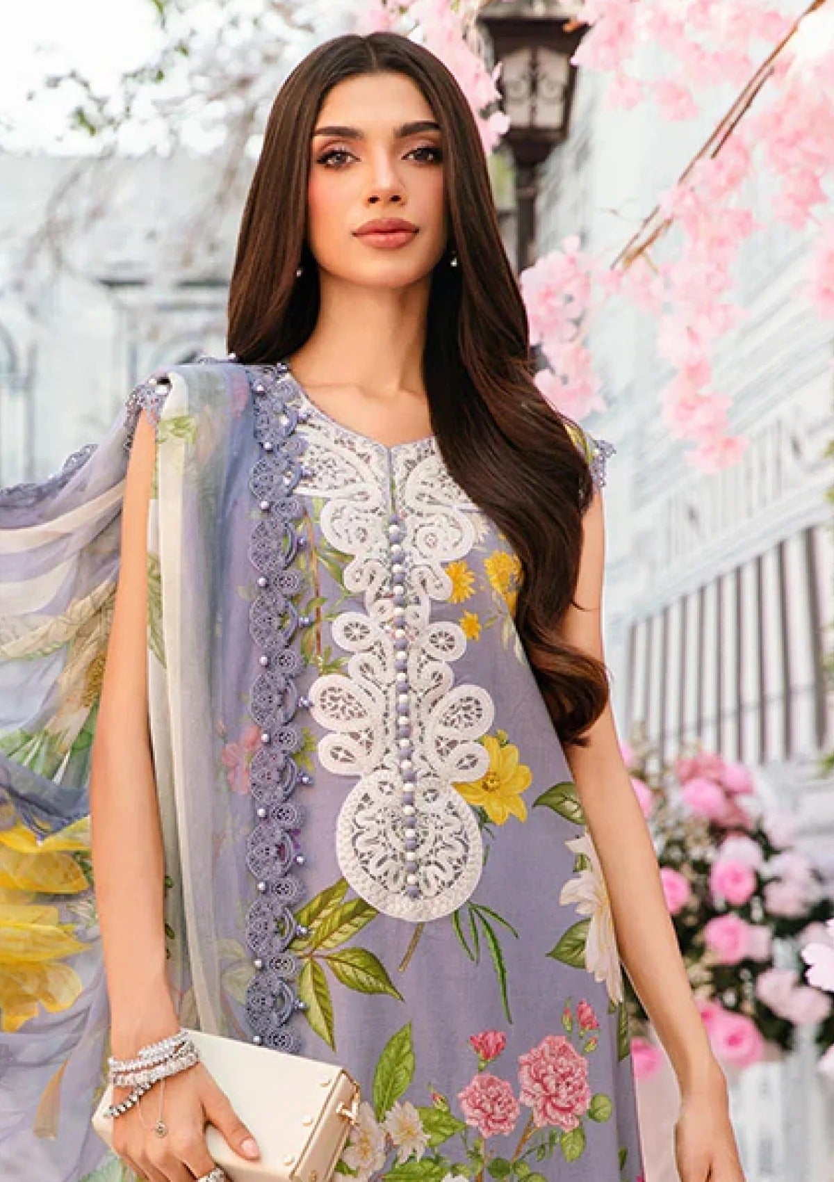 Elegant Spring Lilac with Maria.B 3 Piece Unstitched Embroidered Lawn Suit