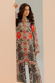 Elegant Grey Printed Co-Ord Set and Stitched 2 Piece with Bold Ethnic Floral