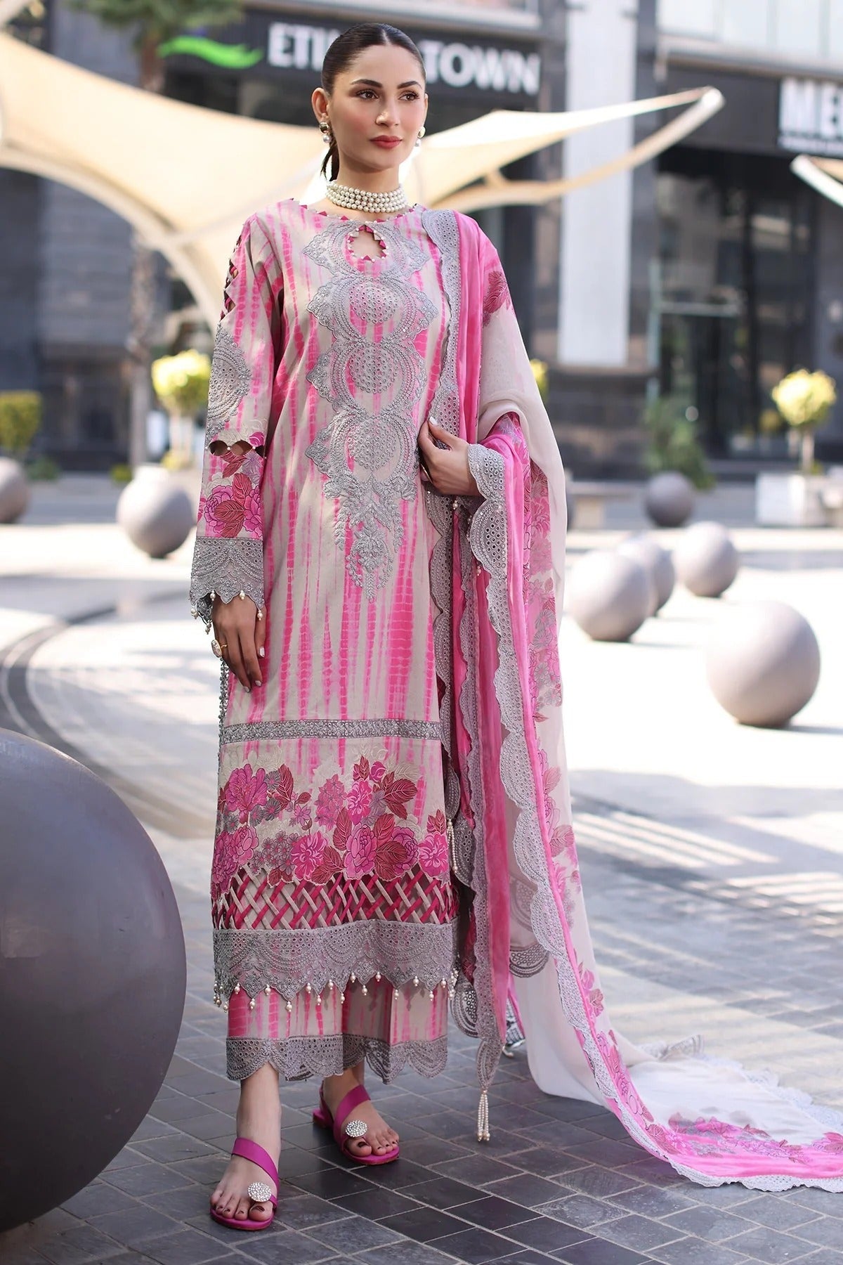 Luxury Digital Print Linen 3 Piece Suit with Heavy Embroidery & Printed Dupatta