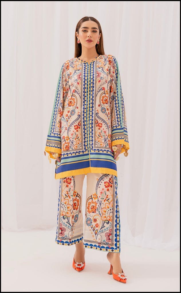 Stitched 2‑Piece Printed Shirt & Trouser – Sunshine Paisley Harmony