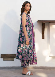 Floral Fantasy Unstitched 3 Piece Lawn Suit – Navy Base with Embroidered Details & Printed Dupatta