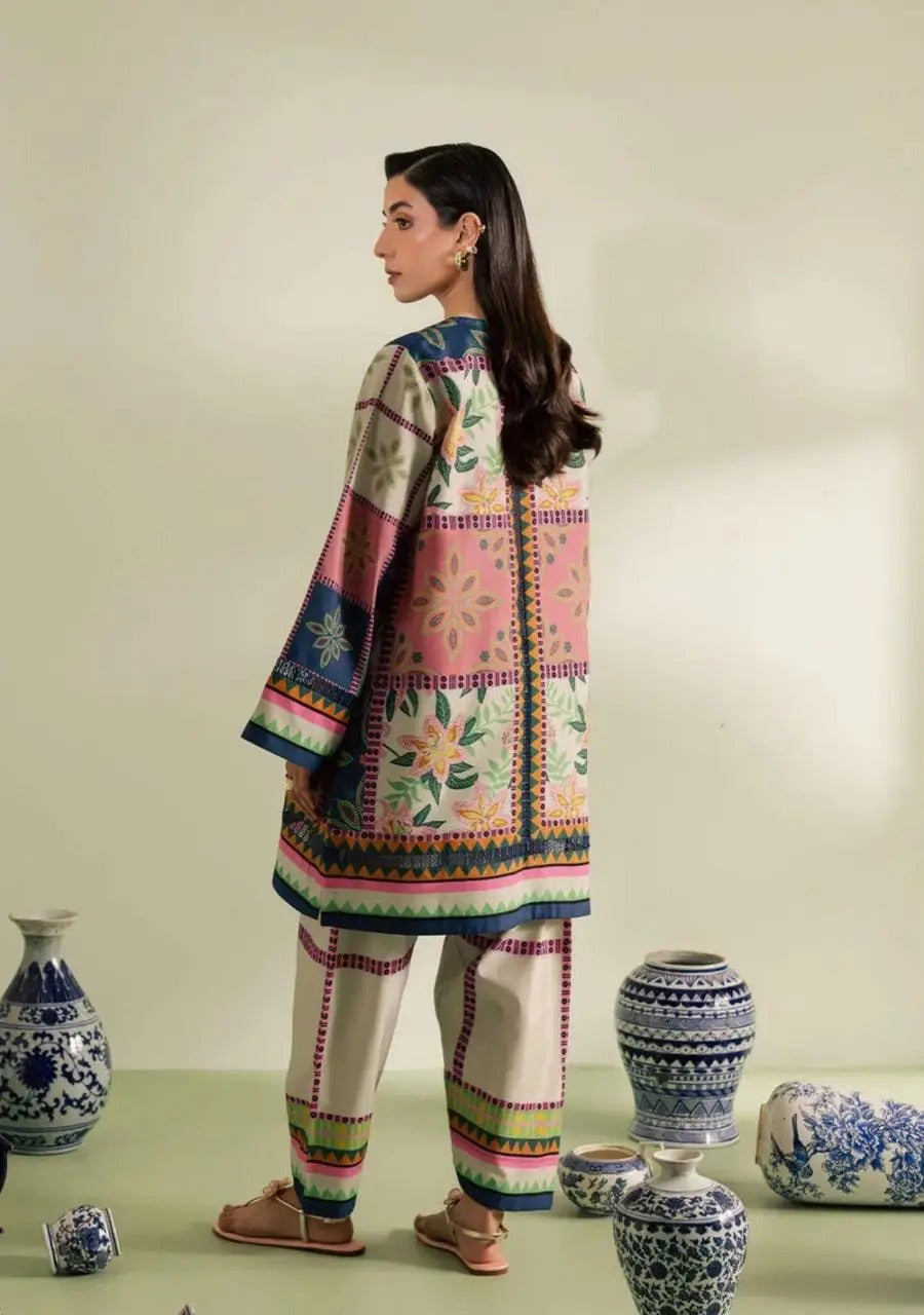 Multi Color Printed 2Pc with Premium Shirt Square Hem & Printed Trouser