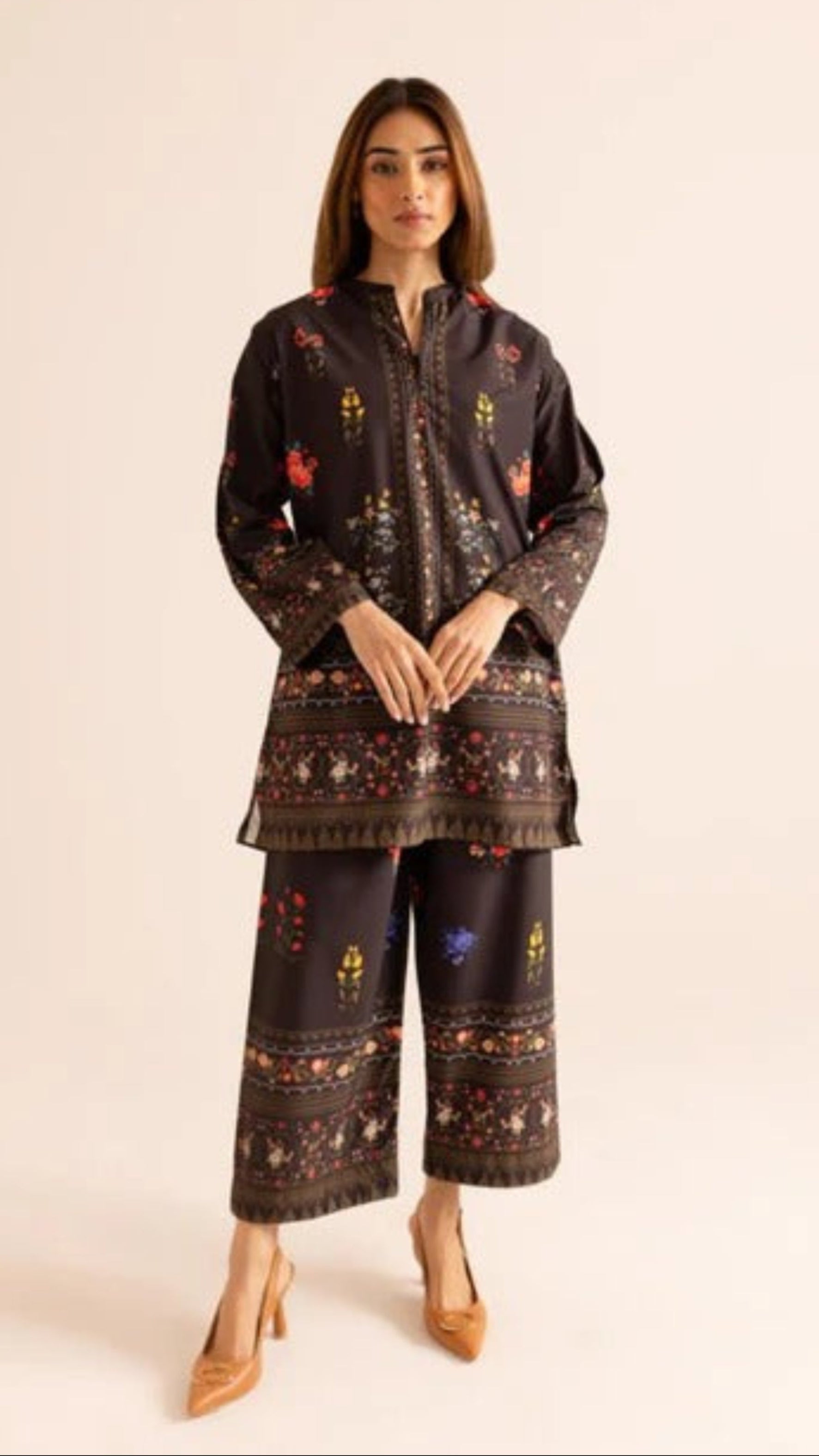 Stitched 2 Piece Printed Shirt and Trouser – Elegant Floral Fusion